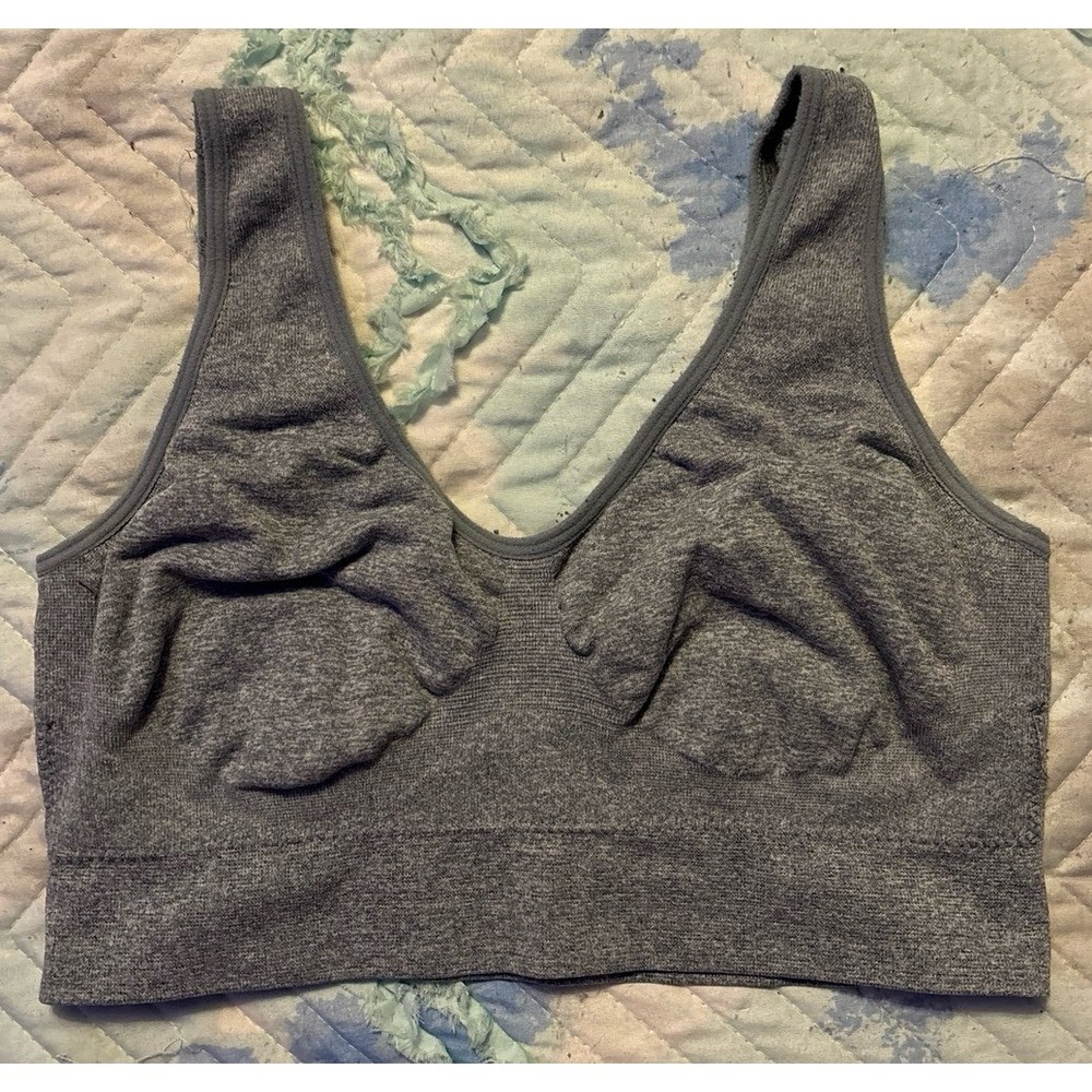 Zone Pro Women's Grey Seamless Microfiber Stretch Low Impact‎ Sports Bra, Large